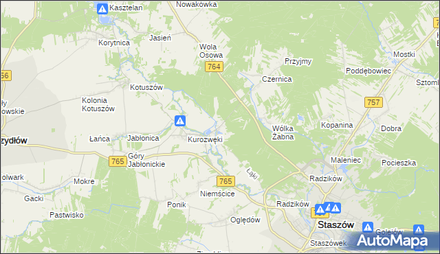 mapa Zagrody gmina Staszów, Zagrody gmina Staszów na mapie Targeo