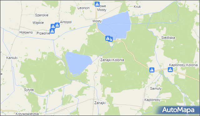 mapa Zahajki-Kolonia, Zahajki-Kolonia na mapie Targeo