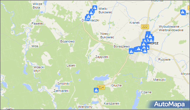 mapa Zajączek gmina Skórcz, Zajączek gmina Skórcz na mapie Targeo