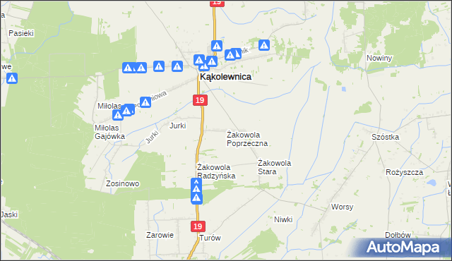 mapa Żakowola Poprzeczna, Żakowola Poprzeczna na mapie Targeo