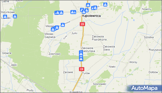 mapa Żakowola Radzyńska, Żakowola Radzyńska na mapie Targeo