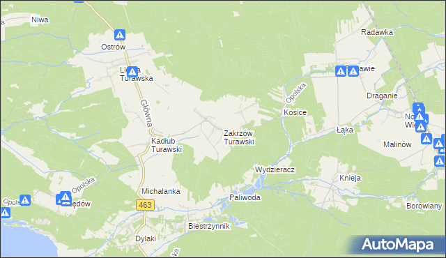 mapa Zakrzów Turawski, Zakrzów Turawski na mapie Targeo