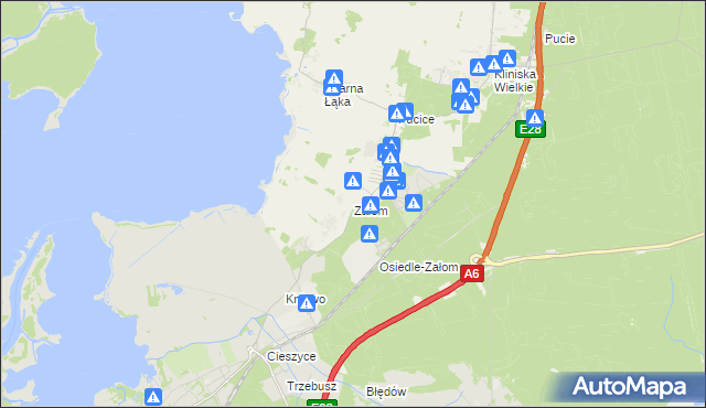 mapa Załom gmina Goleniów, Załom gmina Goleniów na mapie Targeo