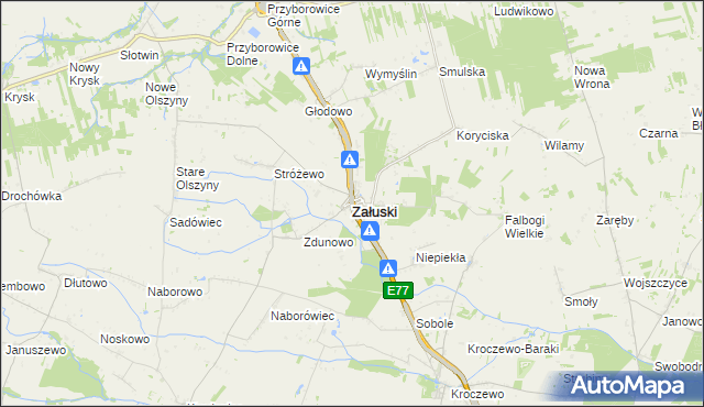 mapa Załuski powiat płoński, Załuski powiat płoński na mapie Targeo