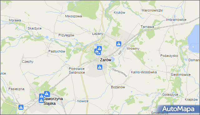 mapa Żarów powiat świdnicki, Żarów powiat świdnicki na mapie Targeo
