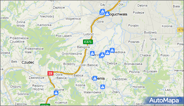 mapa Zarzecze gmina Boguchwała, Zarzecze gmina Boguchwała na mapie Targeo