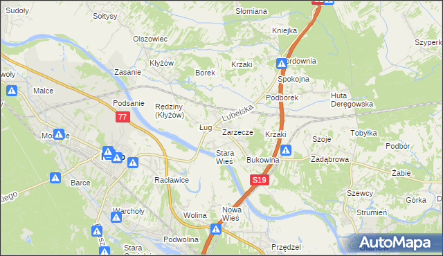 mapa Zarzecze gmina Nisko, Zarzecze gmina Nisko na mapie Targeo