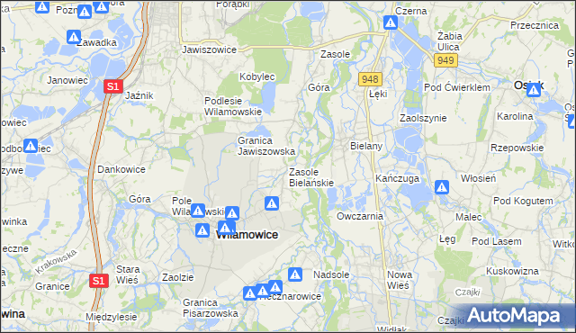 mapa Zasole Bielańskie, Zasole Bielańskie na mapie Targeo