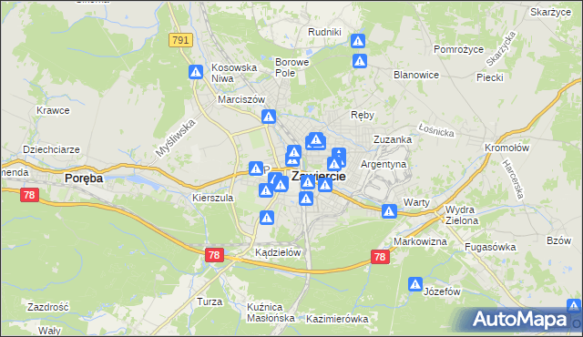 mapa Zawiercie, Zawiercie na mapie Targeo
