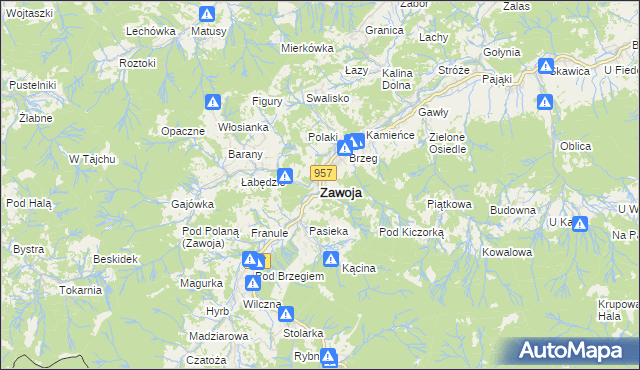 mapa Zawoja, Zawoja na mapie Targeo