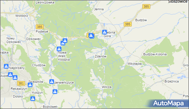 mapa Żdanów gmina Stoszowice, Żdanów gmina Stoszowice na mapie Targeo
