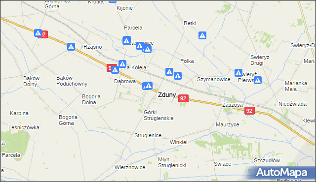 mapa Zduny powiat łowicki, Zduny powiat łowicki na mapie Targeo