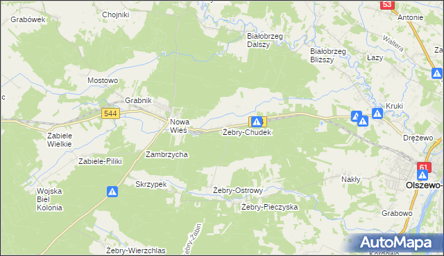 mapa Żebry-Chudek, Żebry-Chudek na mapie Targeo