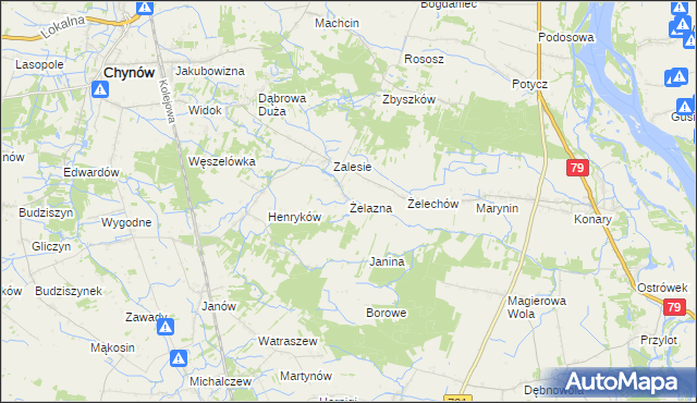 mapa Żelazna gmina Chynów, Żelazna gmina Chynów na mapie Targeo