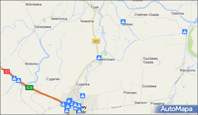 mapa Żelichowo gmina Nowy Dwór Gdański, Żelichowo gmina Nowy Dwór Gdański na mapie Targeo