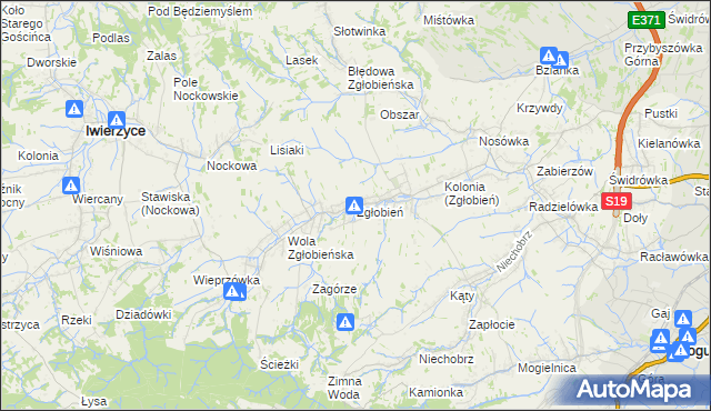 mapa Zgłobień, Zgłobień na mapie Targeo