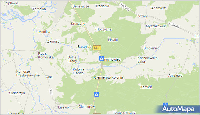 mapa Zimochowiec, Zimochowiec na mapie Targeo