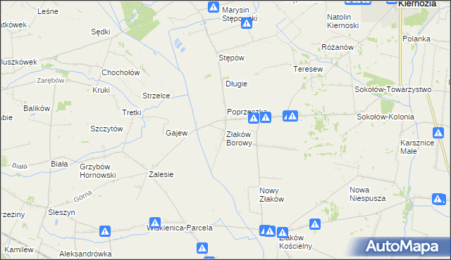mapa Złaków Borowy, Złaków Borowy na mapie Targeo