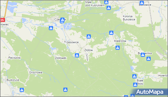 mapa Złotów gmina Zawonia, Złotów gmina Zawonia na mapie Targeo