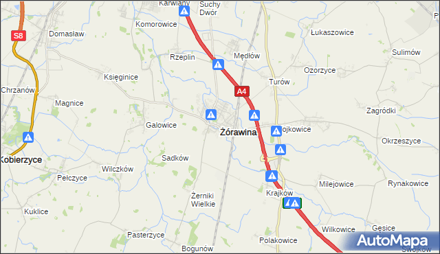 mapa Żórawina, Żórawina na mapie Targeo