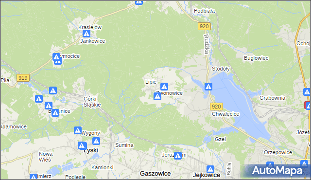 mapa Zwonowice, Zwonowice na mapie Targeo