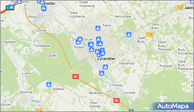 mapa Żyrardów, Żyrardów na mapie Targeo