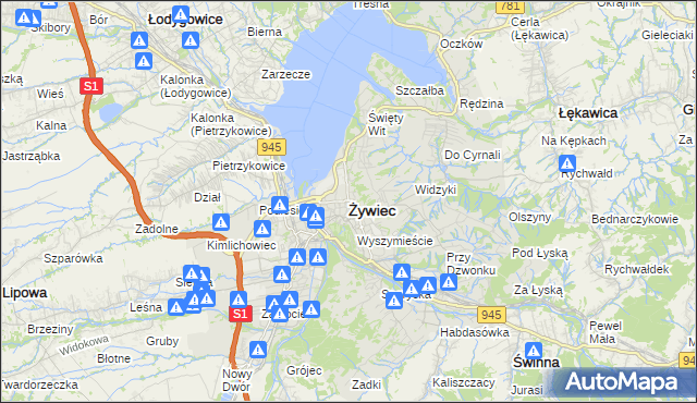 mapa Żywiec, Żywiec na mapie Targeo