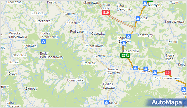 mapa Żyznów gmina Strzyżów, Żyznów gmina Strzyżów na mapie Targeo