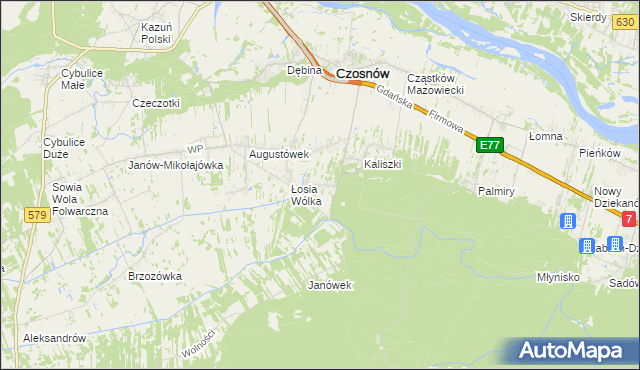 mapa Adamówek gmina Czosnów, Adamówek gmina Czosnów na mapie Targeo