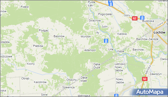 mapa Adampol gmina Jadów, Adampol gmina Jadów na mapie Targeo