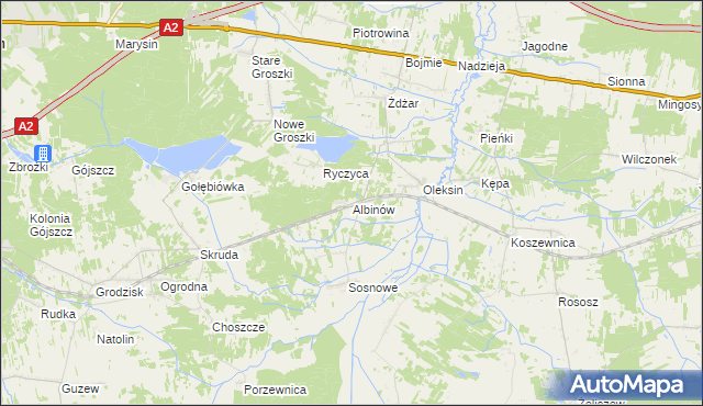 mapa Albinów gmina Kotuń, Albinów gmina Kotuń na mapie Targeo