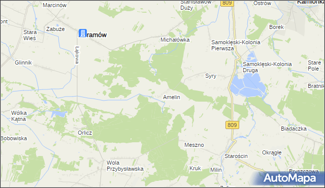 mapa Amelin gmina Kamionka, Amelin gmina Kamionka na mapie Targeo