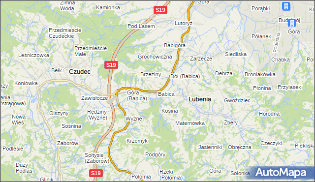 mapa Babica gmina Czudec, Babica gmina Czudec na mapie Targeo
