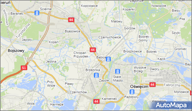 mapa Babice gmina Oświęcim, Babice gmina Oświęcim na mapie Targeo