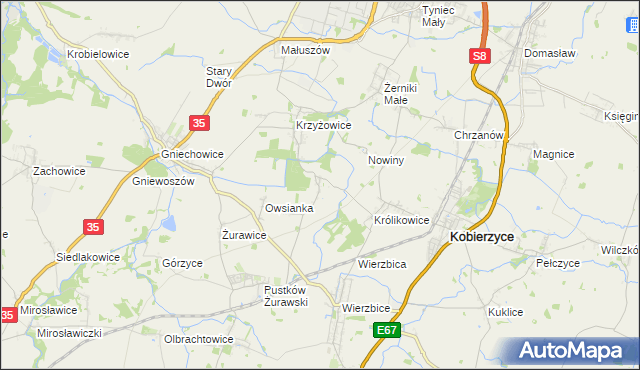 mapa Bąki gmina Kobierzyce, Bąki gmina Kobierzyce na mapie Targeo