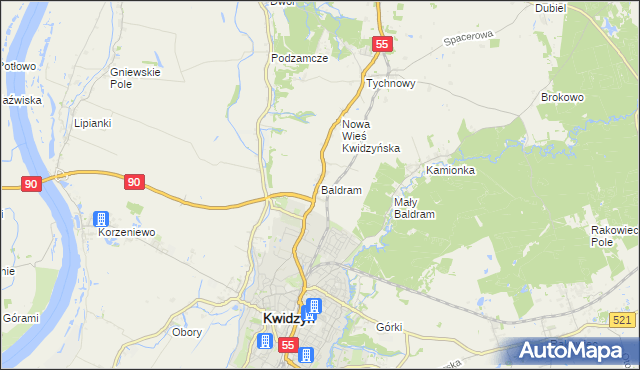 mapa Baldram, Baldram na mapie Targeo