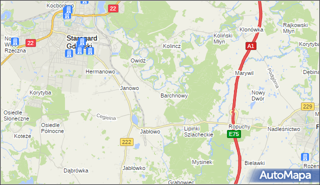 mapa Barchnowy, Barchnowy na mapie Targeo