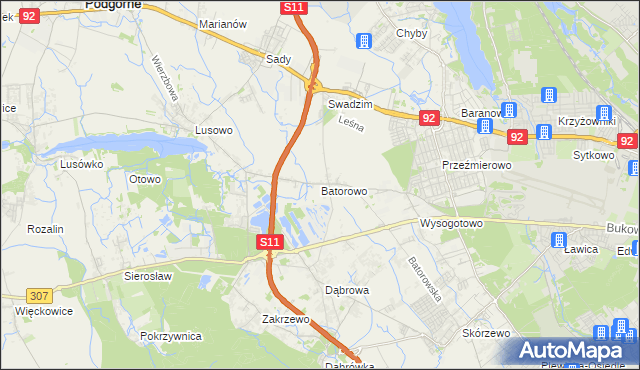 mapa Batorowo gmina Tarnowo Podgórne, Batorowo gmina Tarnowo Podgórne na mapie Targeo