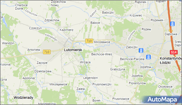 mapa Bechcice-Wieś, Bechcice-Wieś na mapie Targeo