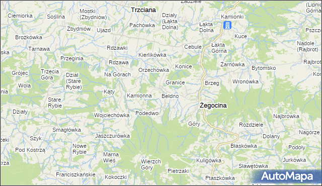 mapa Bełdno, Bełdno na mapie Targeo