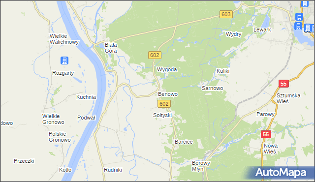 mapa Benowo, Benowo na mapie Targeo