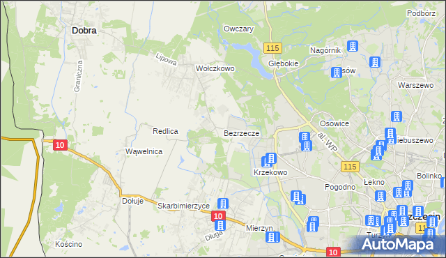 mapa Bezrzecze, Bezrzecze na mapie Targeo