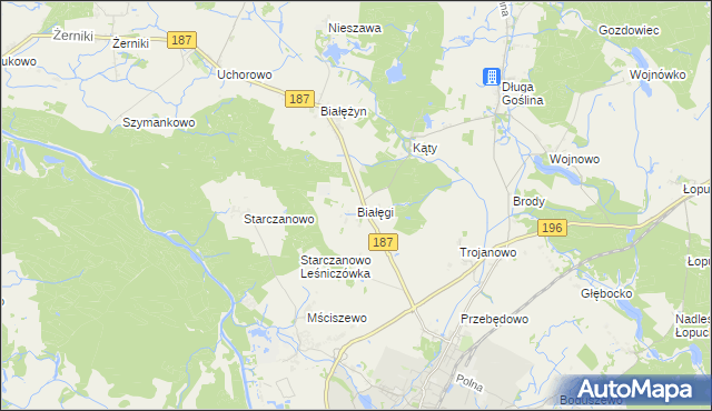 mapa Białęgi gmina Murowana Goślina, Białęgi gmina Murowana Goślina na mapie Targeo