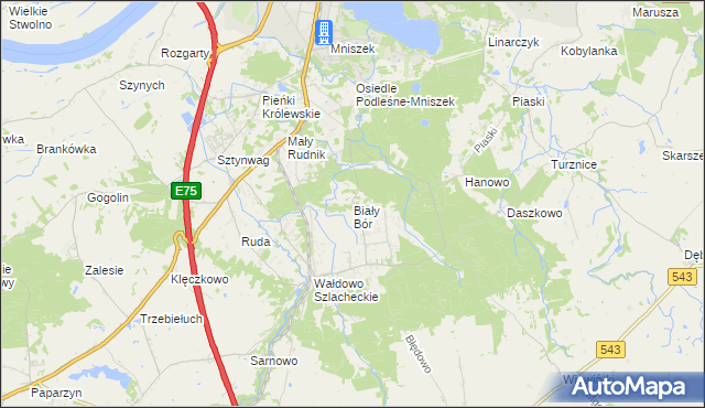 mapa Biały Bór gmina Grudziądz, Biały Bór gmina Grudziądz na mapie Targeo