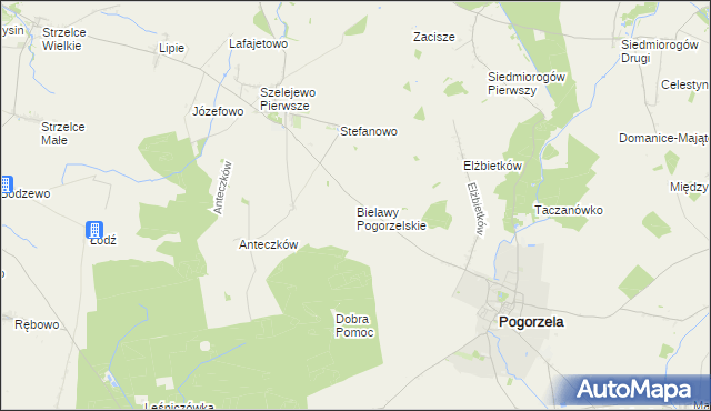 mapa Bielawy Pogorzelskie, Bielawy Pogorzelskie na mapie Targeo