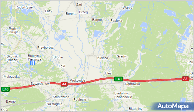 mapa Bielcza, Bielcza na mapie Targeo