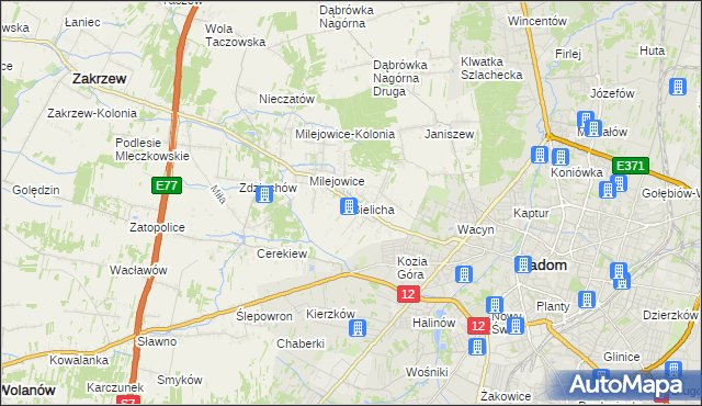 mapa Bielicha, Bielicha na mapie Targeo