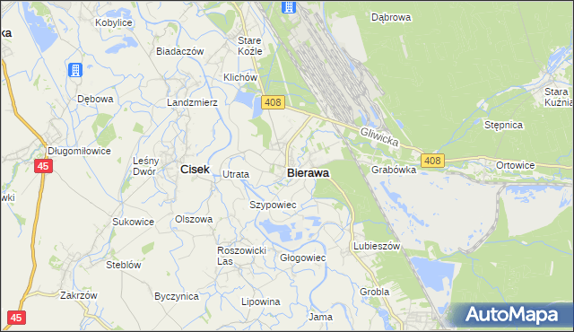 mapa Bierawa, Bierawa na mapie Targeo