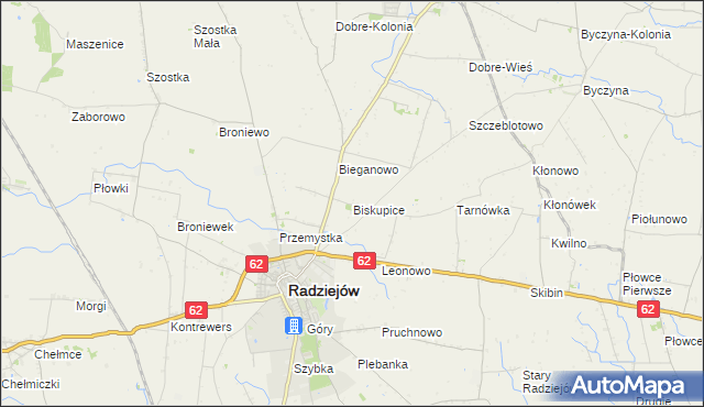 mapa Biskupice gmina Radziejów, Biskupice gmina Radziejów na mapie Targeo
