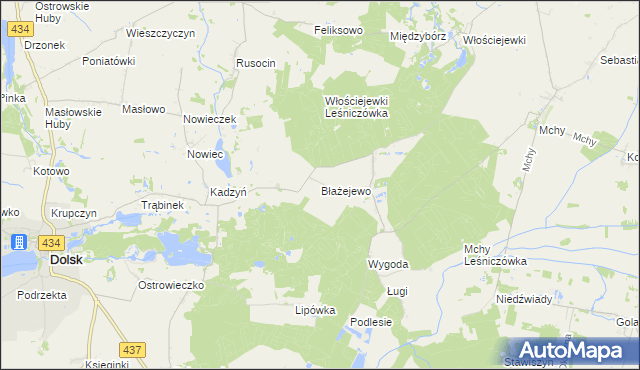 mapa Błażejewo gmina Dolsk, Błażejewo gmina Dolsk na mapie Targeo